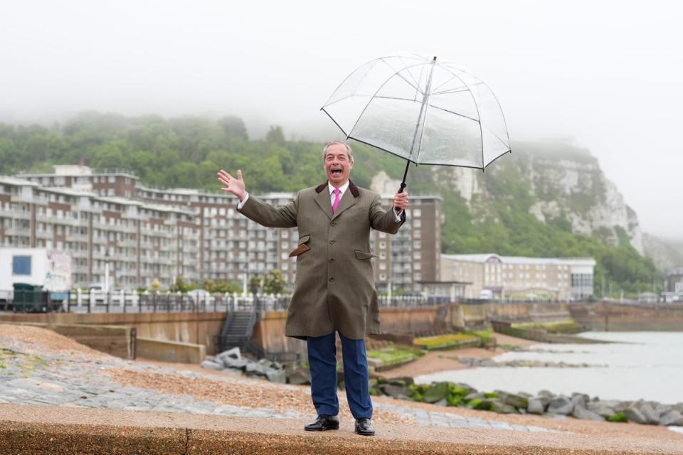 Nigel Farage poses for photographers in Dover (Gareth Fuller/PA) (PA Wire)