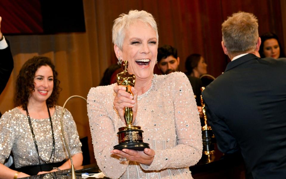 Jamie Lee Curtis with her Oscar - Getty