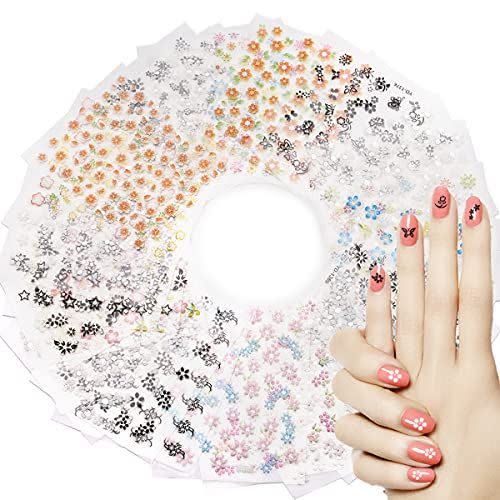 5) Elisel Nail Art Stickers,30 Sheets Self-Adhesive Nail Decals with Assorted Patterns Blossom Flower Art Design for DIY Nails Design Manicure Decoration Accessories Decals (Multicolor Flower)