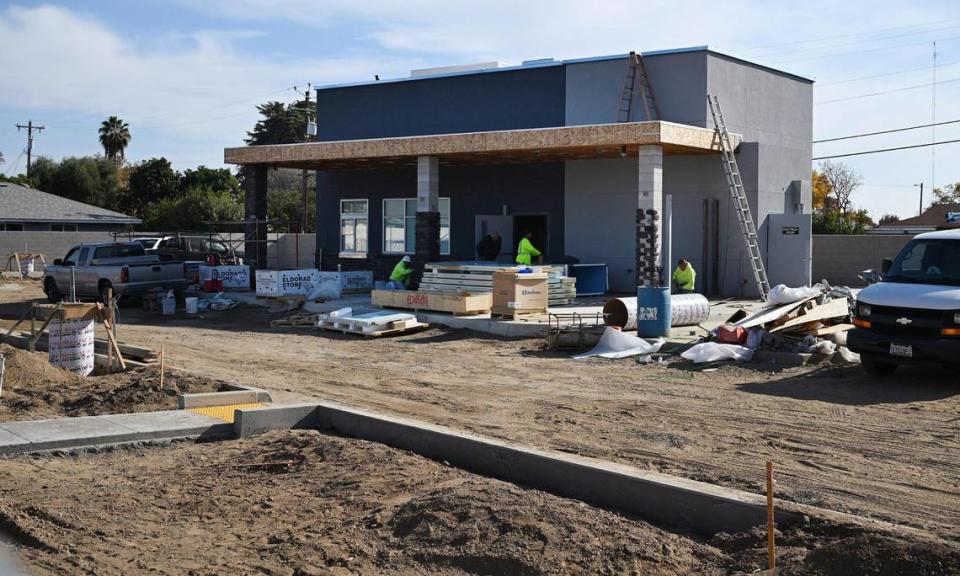 Construction is in full swing at a new Dutch Bros Coffee location on Clinton Avenue, just east of Cedar Avenue in Fresno.