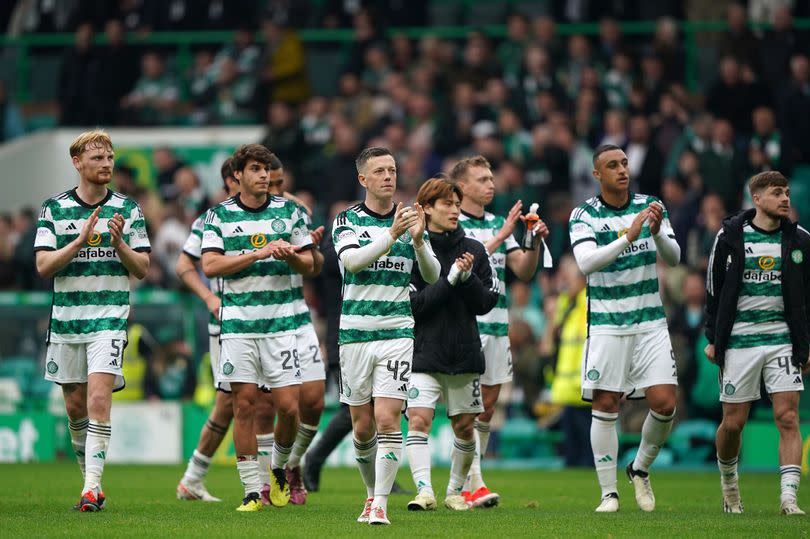 Celtic’s Callum McGregor leads the team after the win against Hearts