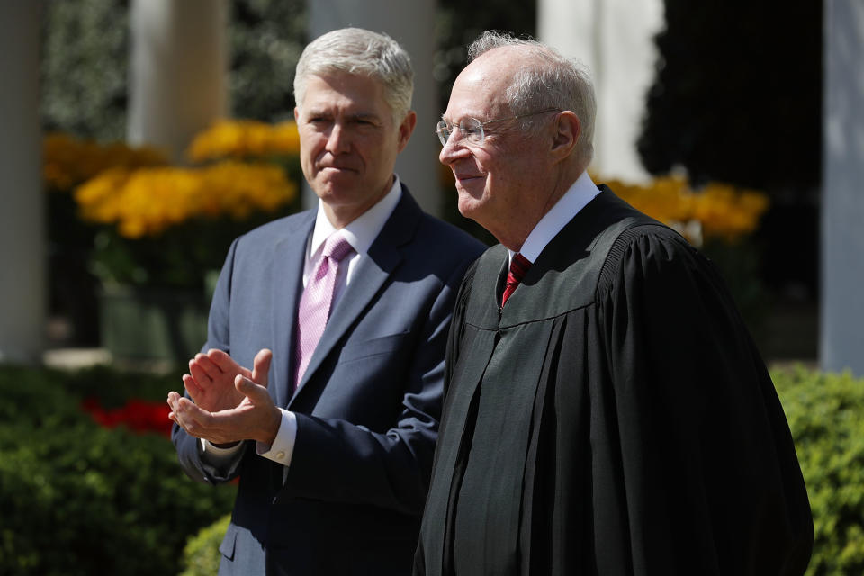 Anthony Kennedy, right, with Neil Gorsuch