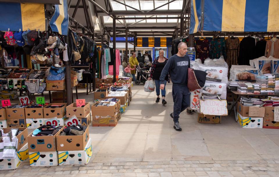 The outdoor market in Dudley, West Midlands, UK