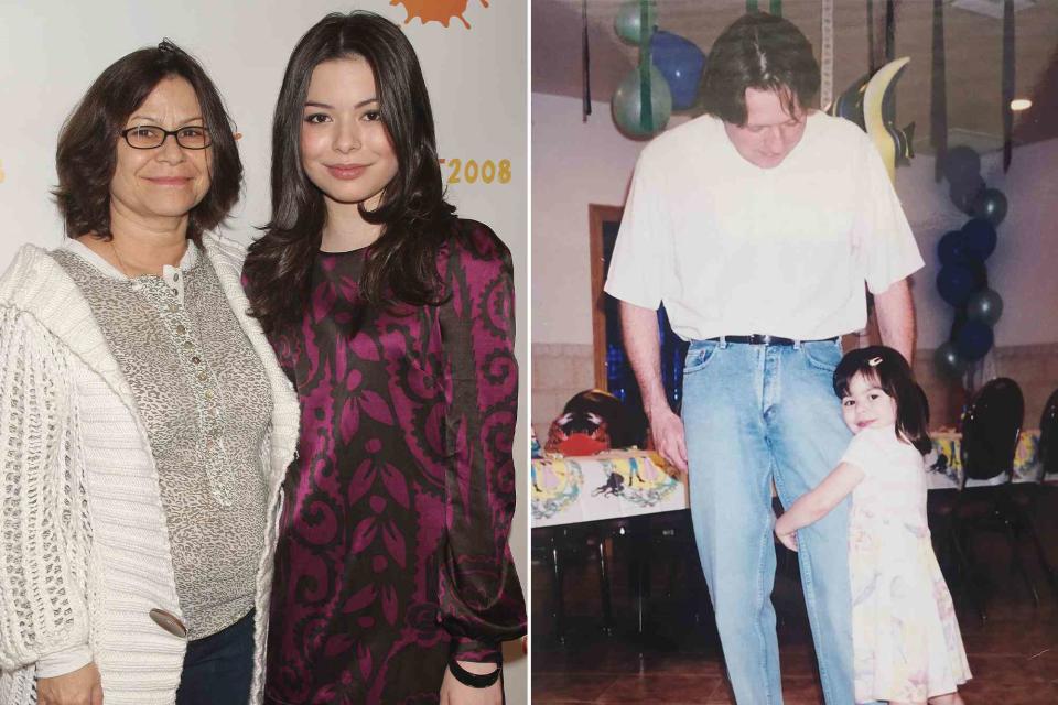 <p>Scott Gries/Getty ; Miranda Cosgrove Instagram</p> Left: Chris Cosgrove and actress Miranda Cosgrove attend the Nickelodeon 2008 upfront presentation at the Hammerstein Ballroom on March 13, 2008 in New York City. Right: Miranda Cosgrove and her dad Tom Cosgrove. 