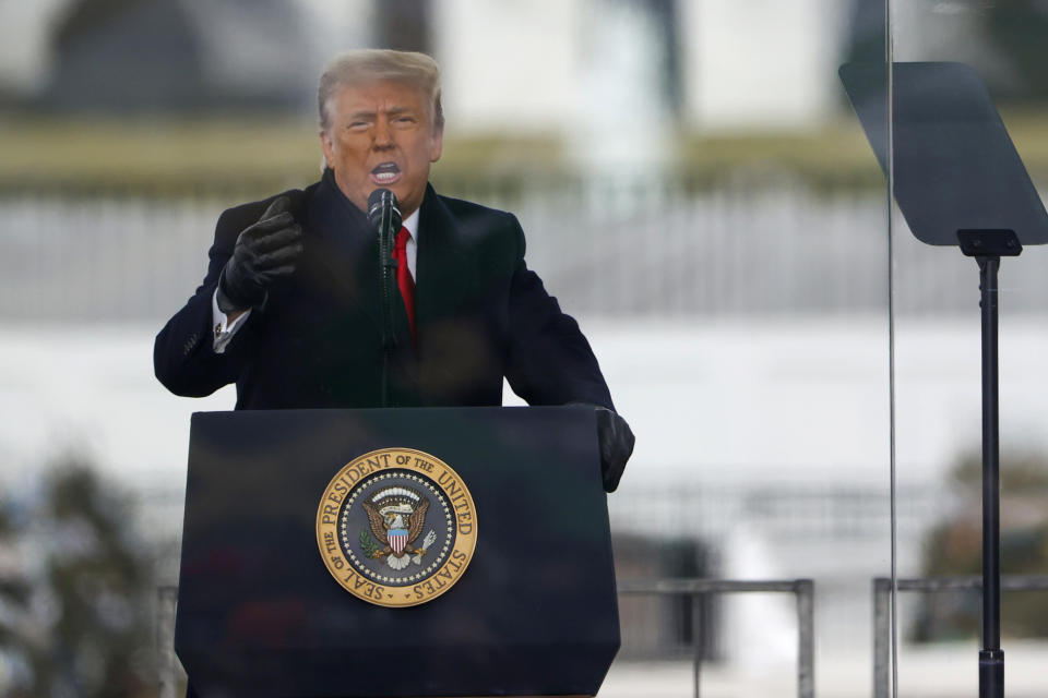 President Donald Trump speaks at the "Stop The Steal" Rally on January 06, 2021 in Washington, DC. (Tasos Katopodis/Getty Images)