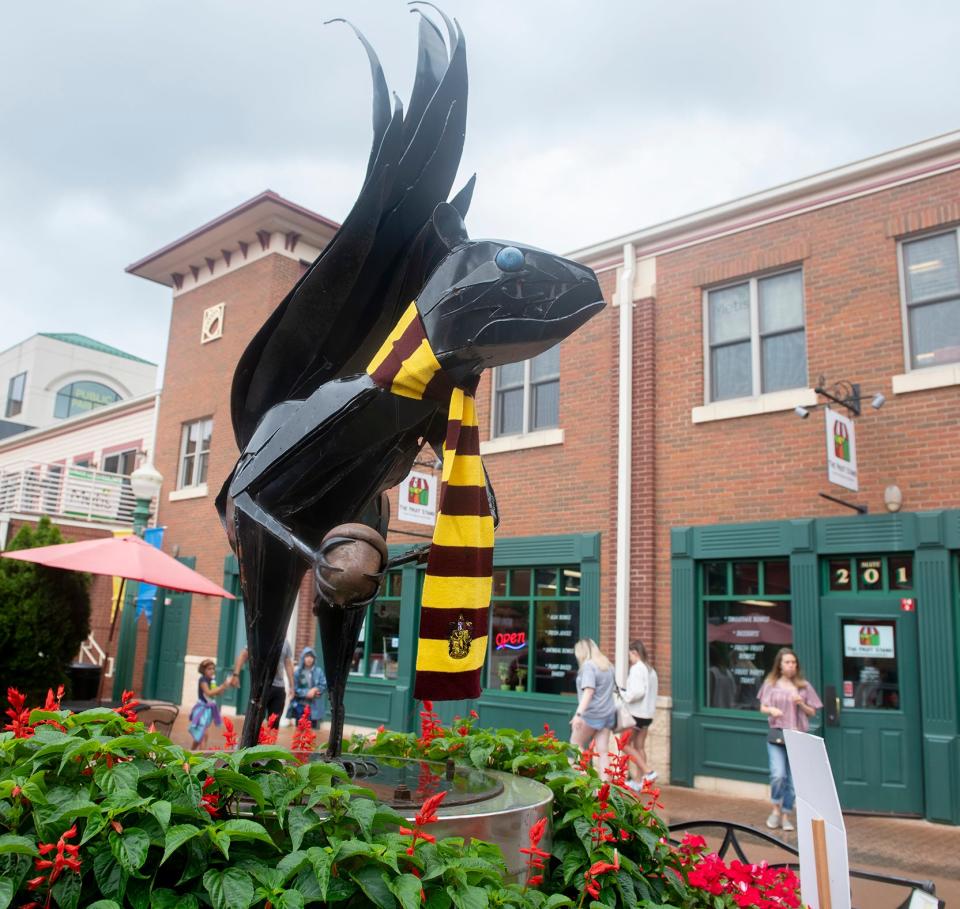 Main Street Kent's Wizardly World of Kent weekend takes over downtown. The Kent black squirrel statue wears a Gryffindor scarf.