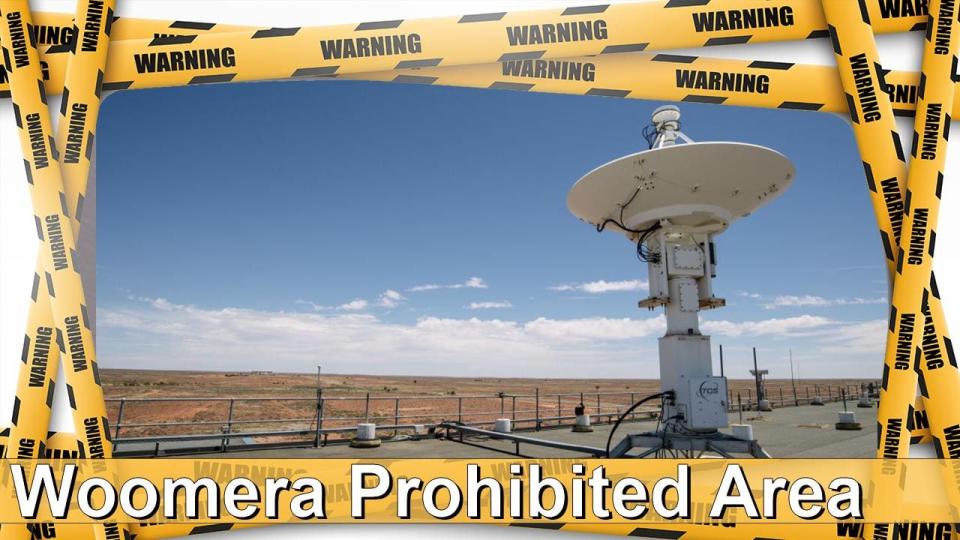 40. Woomera Prohibited Area - $2,500 fine or 1 year in prison. Prohibited is in the name of this location, which is a civil aerospace and military facility in Australia.