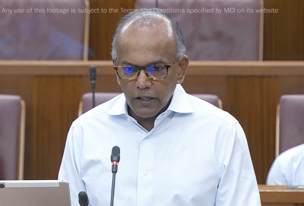 Law and Home Affairs Minister K Shanmugam. (SCREENSHOT: Ministry of Communications and Information/YouTube)