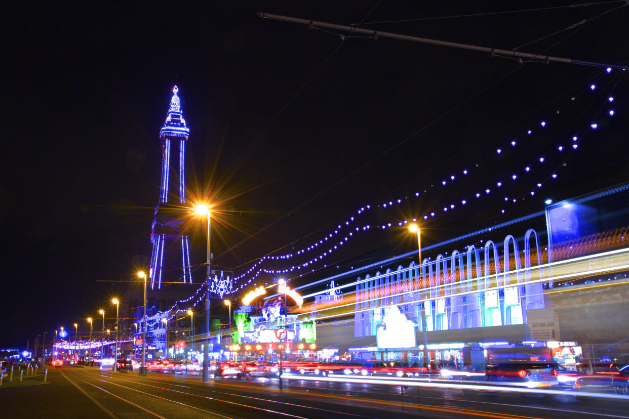 The Blackpool Tower and lights at at night (Getty Images)