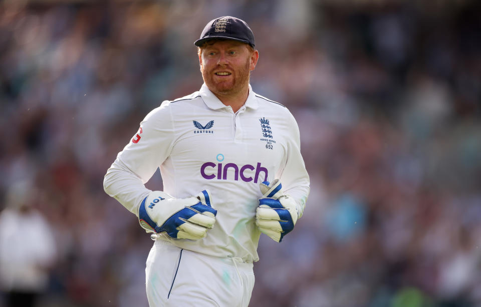 Jonny Bairstow reacts.