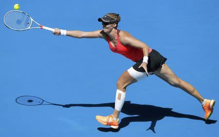 Tennis - Australian Open - Melbourne Park, Melbourne, Australia - 25/1/17 Croatia's Mirjana Lucic-Baroni hits a shot during her Women's singles quarter-final match against Czech Republic's Karolina Pliskova. REUTERS/Jason Reed