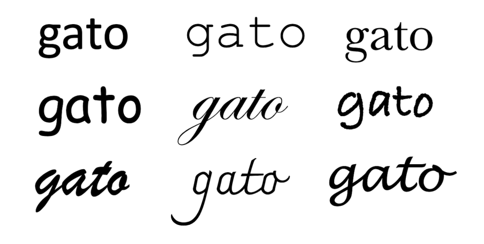 Diferentes caligrafías y tipos de letra de la misma palabra. Author provided