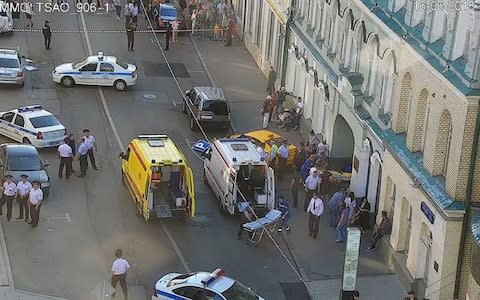 Ambulances take injured people away in the aftermath of the accident - Credit: Twitter
