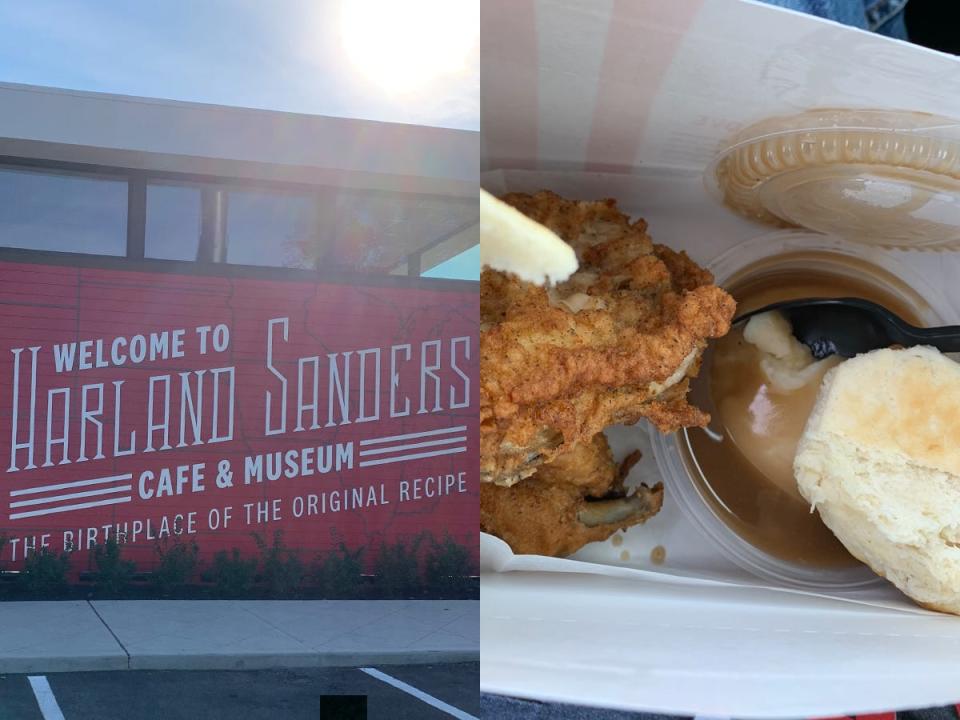 Harland Sanders Cafe building and chicken