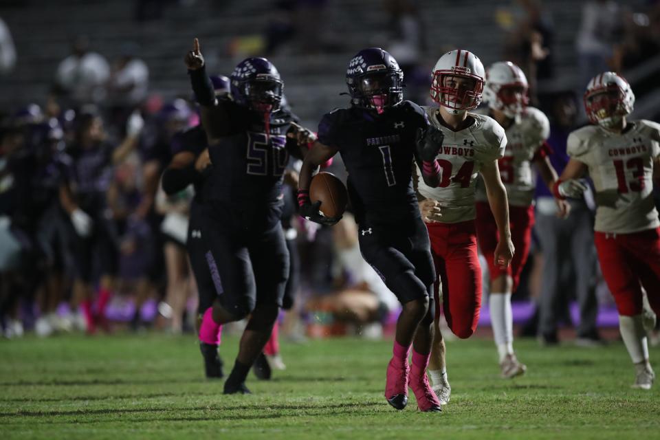Scenes from a football game between Cypress Lake High School and LaBelle High School at Cypress Lake on Thursday, October 21, 2021. Cypress Lake won 56-0. 
