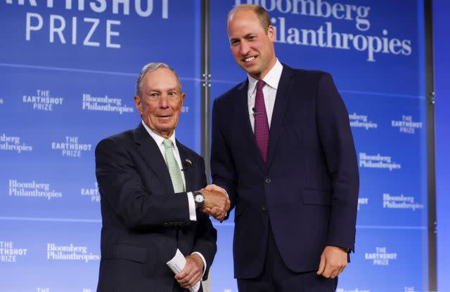 <p>SHANNON STAPLETON/POOL/AFP via Getty </p> Michael Bloomberg and Prince William at the Earthshot Prize Innovation Summit on Sept. 19, 2023