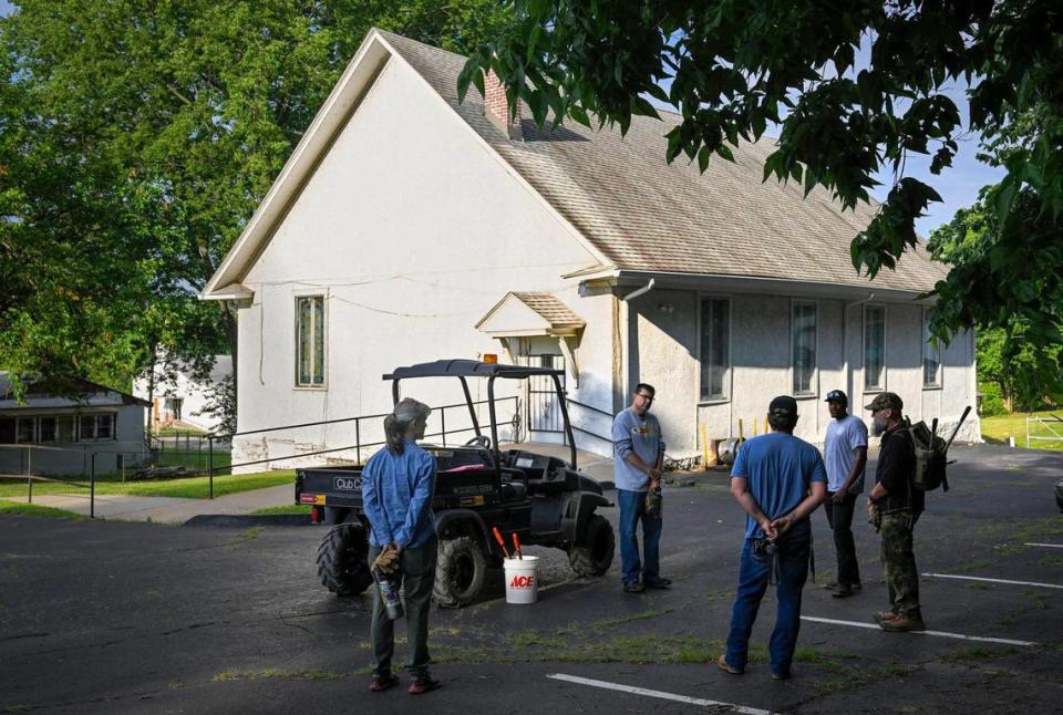 Volunteers gathered at the Allen Chapel AME Church in Old Quindaro before a cleanup event at the Quindaro Ruins on June 3 in Kansas City, Kansas. Allen Chapel AME is thought to be the oldest African American church in the Quindaro area dating back to 1863.
