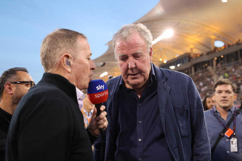 Martin Brundle spoke to Jeremy Clarkson on his pre-race grid walk at the Bahrain Grand Prix. (Getty)