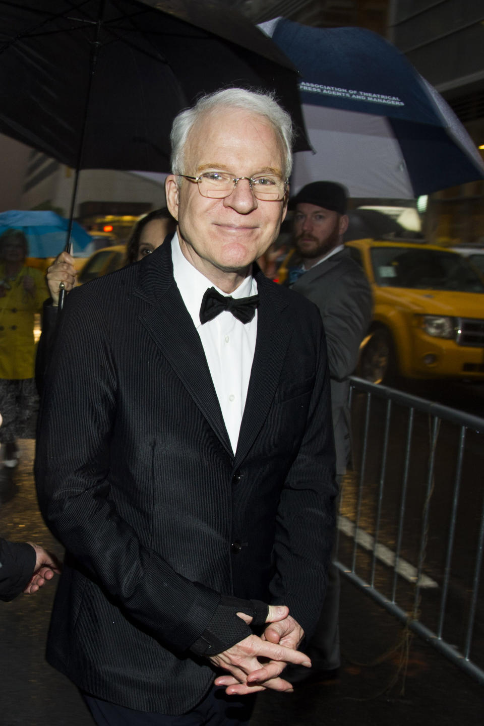 FILE - In this May 19, 2013 file photo, Steve Martin attends the 2013 Drama Desk Awards in New York. The honorary Academy Awards go to Martin, Angelina Jolie, Angela Lansbury and Italian costume designer Piero Tosi. The film academy announced Thursday, Sept. 5, 2013, that Jolie will receive the Jean Hersholt Humanitarian Award, while Martin, Lansbury and Tosi will get Oscars recognizing their career achievements. (Photo by Charles Sykes/Invision/AP, File)