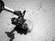 NASA's Curiosity rover performs "contact science" operations on a rock called "Jake Matijevic" in this photo, which was snapped Sept. 22, 2012.