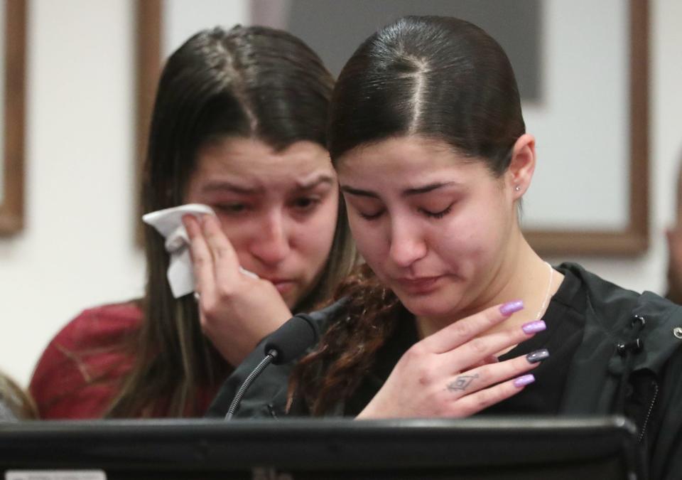 Elsie Rivera, right, gives her impact statement Tuesday after Jose Castro pleaded guilty to shooting her and kidnapping their 4 year-old son.