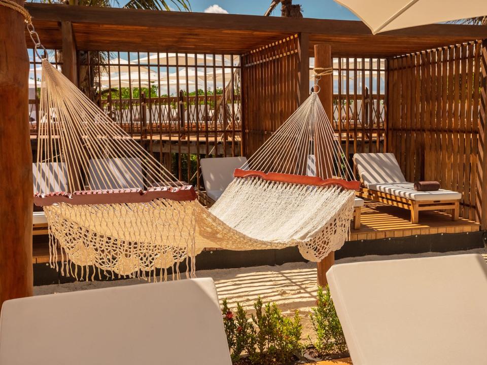 hammocks next to cabanas