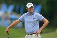 GREENSBORO, NC - AUGUST 18: Webb Simpson reacts to his missed birdie putt on the 15th hole during the third round of the Wyndham Championship at Sedgefield Country Club on August 18, 2012 in Greensboro, North Carolina. (Photo by Hunter Martin/Getty Images)