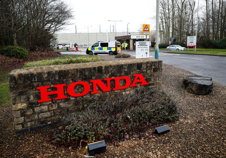 General view of the entrance to the Honda car plant in Swindon, Britain, February 18, 2019. REUTERS/Eddie Keogh