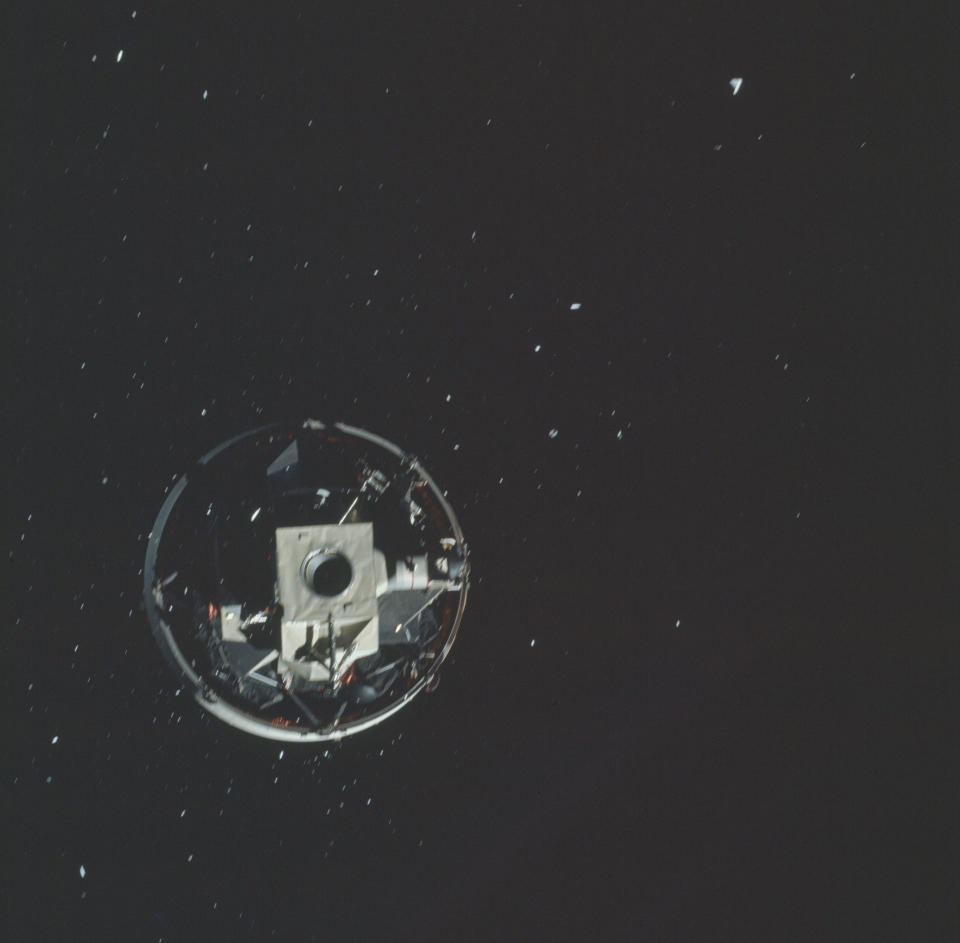 Apollo 16 Hasselblad image from film magazine 118/NN - Earth, Undocking, Moon