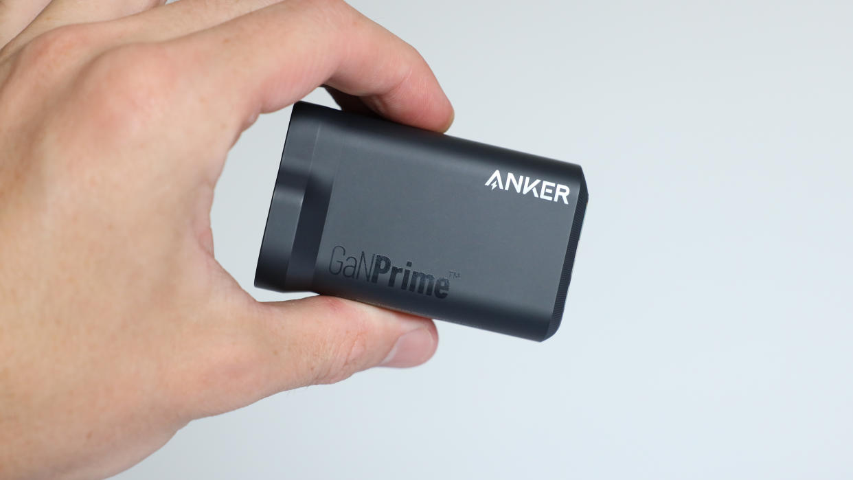  Anker Prime 100W charger held in a hand 