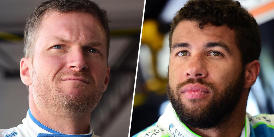 Former NASCAR star Dale Earnhardt Jr. asked fans to show Bubba Wallace some love after NASCAR announced a noose had been found in his stall ahead of a race.  (Getty Images)