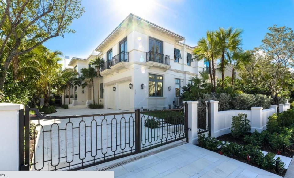 Completed in 2022 as half of a duplex, a townhouse a 218 Brazilian Ave. is listed at $14.25 million in Midtown Palm Beach.