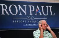 El congresista de Texas y candidato Ron Paul fue el único de los aspirantes que continuó hasta el final de la carrera, pese a que ya Mitt Romney había sido oficializado como el contendor oficial republicano. Solo ganó las primarias en Islas Vírgenes y no obtuvo votos electorales. Scott Olson/Getty Images