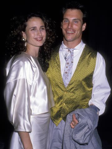 <p>Ron Galella/Ron Galella Collection/Getty</p> Andie MacDowell and Paul Qualley in 1989