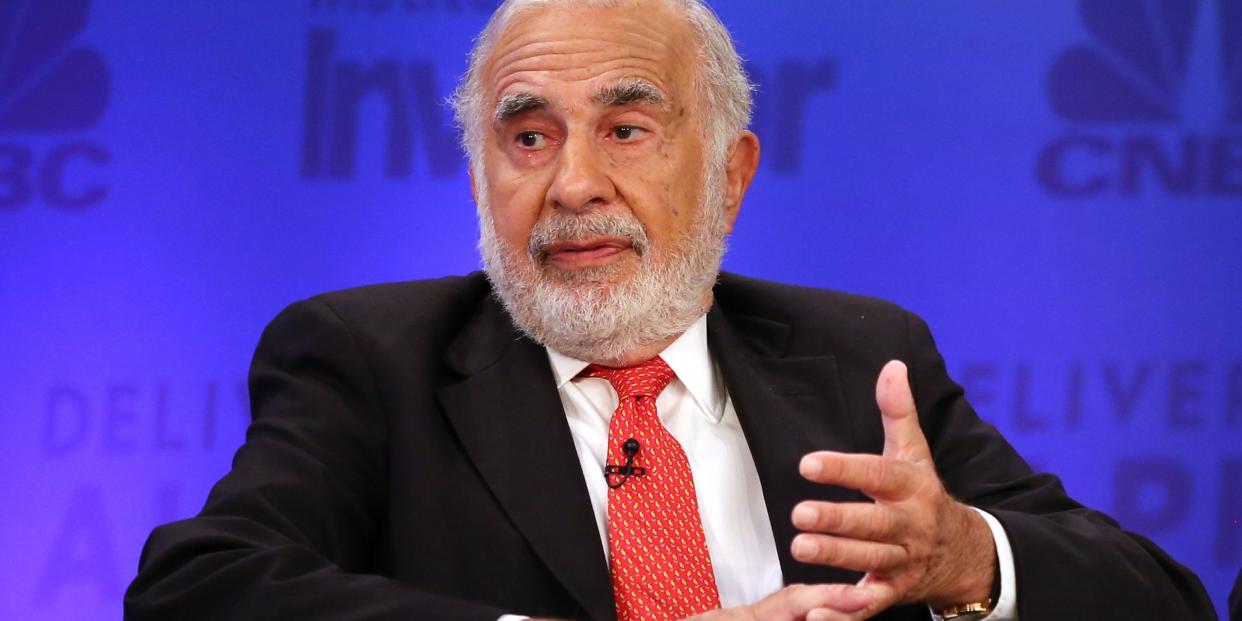 Carl Icahn is photographed speaking with CNBC
