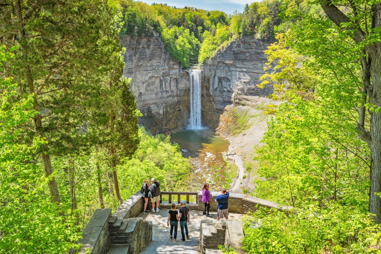 people look at taughannock falls near ithaca