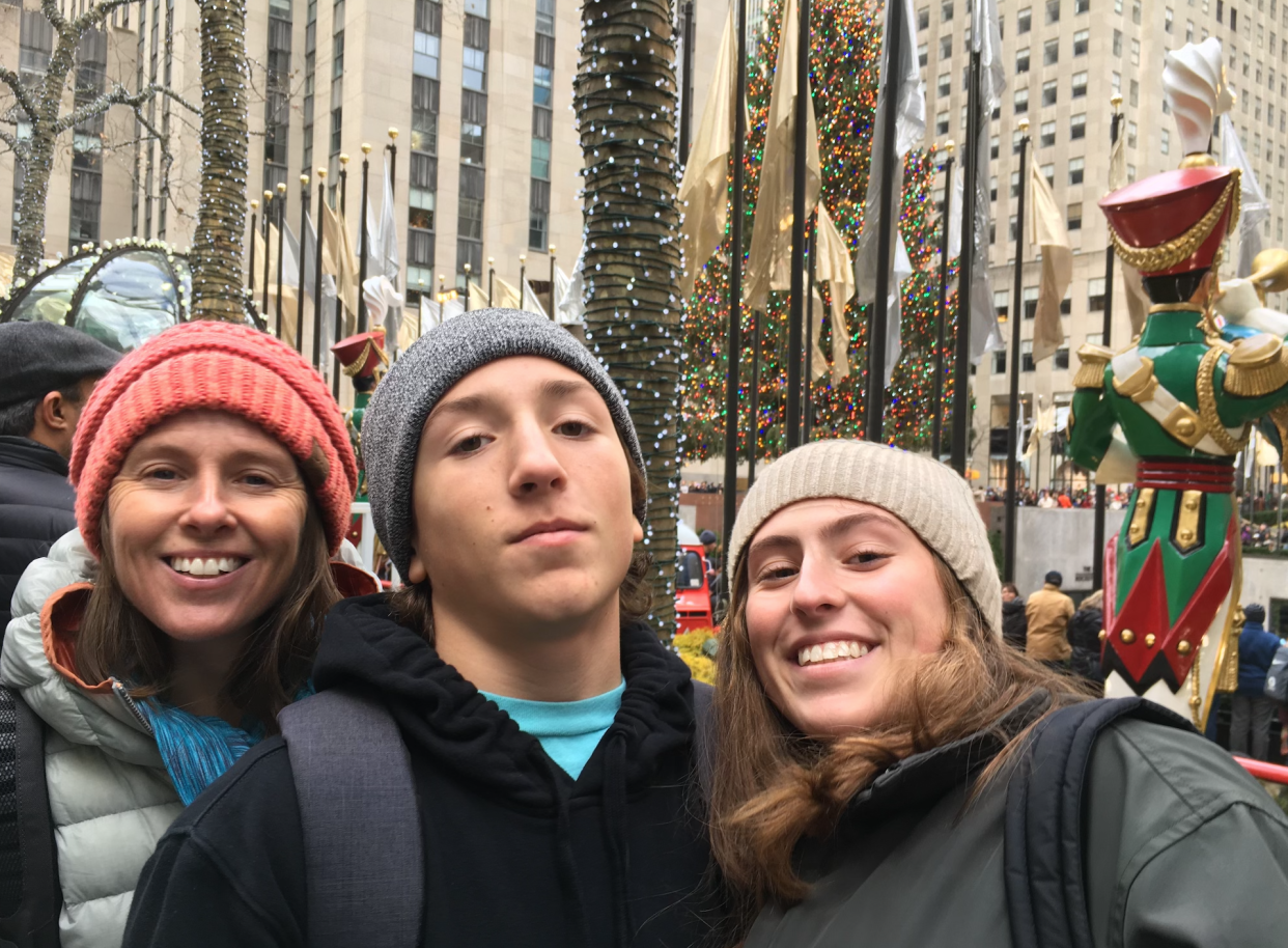 As pictured (L-R): Andrea, Stone and Carmella Mercurio visited Manhattan for Christmas in 2018.