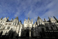 The Royal Courts Of Justice, in London, Tuesday, Jan. 19, 2021. Meghan, The Duchess of Sussex will ask a High Court judge to rule in her favour in her privacy action against the Mail on Sunday over the publication of a handwritten letter to her estranged father. The case will be heard remotely due to the pandemic. (AP Photo/Kirsty Wigglesworth)