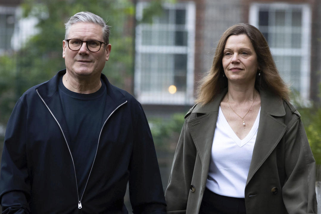Photo by: zz/KGC-254/STAR MAX/IPx 2024 5/2/24 Sir Keir Starmer - Leader of The Labour Party and Leader of The Opposition - is seen with his wife Victoria Alexander Starmer on May 2, 2024 at a polling station to cast their votes in the local election. (London, England, UK)