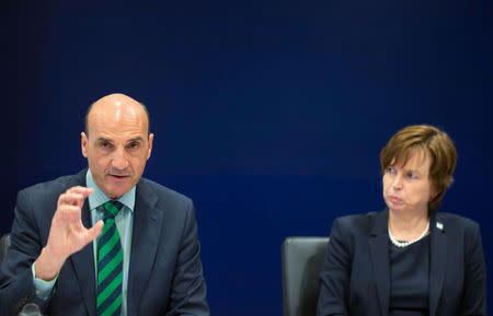 Manuel Navarrete, head of Europol's Counter Terrorism Centre and Catherine De Bolle, head of Europol, hold a news conference in The Hague, Netherlands June 19, 2018. Picture taken June 19, 2018 REUTERS/Eva Plevier