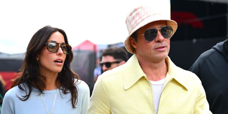 brad pitt and his girlfriend ines de ramon at the f1 grand prix of great britain