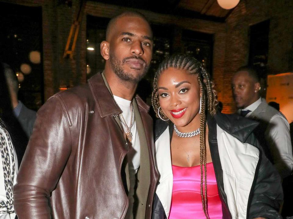 Chris Paul and Jada Crawley attend Stance Spades At NBA All-Star 2020 at City Hall on February 15, 2020 in Chicago, Illinois