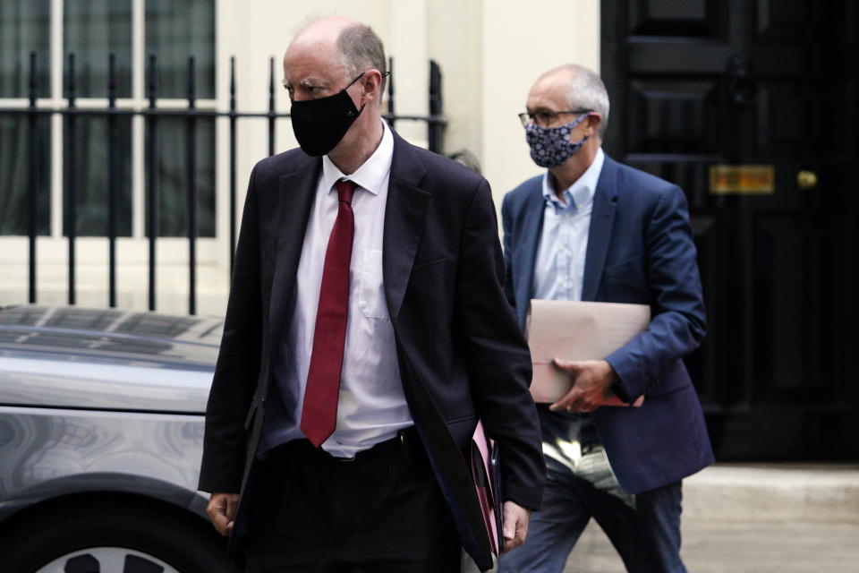 Chief medical officer for England Chris Whitty (left) and chief scientific adviser Patrick Vallance leave Downing StreetEPA