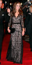 <div class="caption-credit">Photo by: Getty</div>On the eve of her 30th birthday, Kate wore this black lace Temperley gown to the premiere of "War Horse". <br>