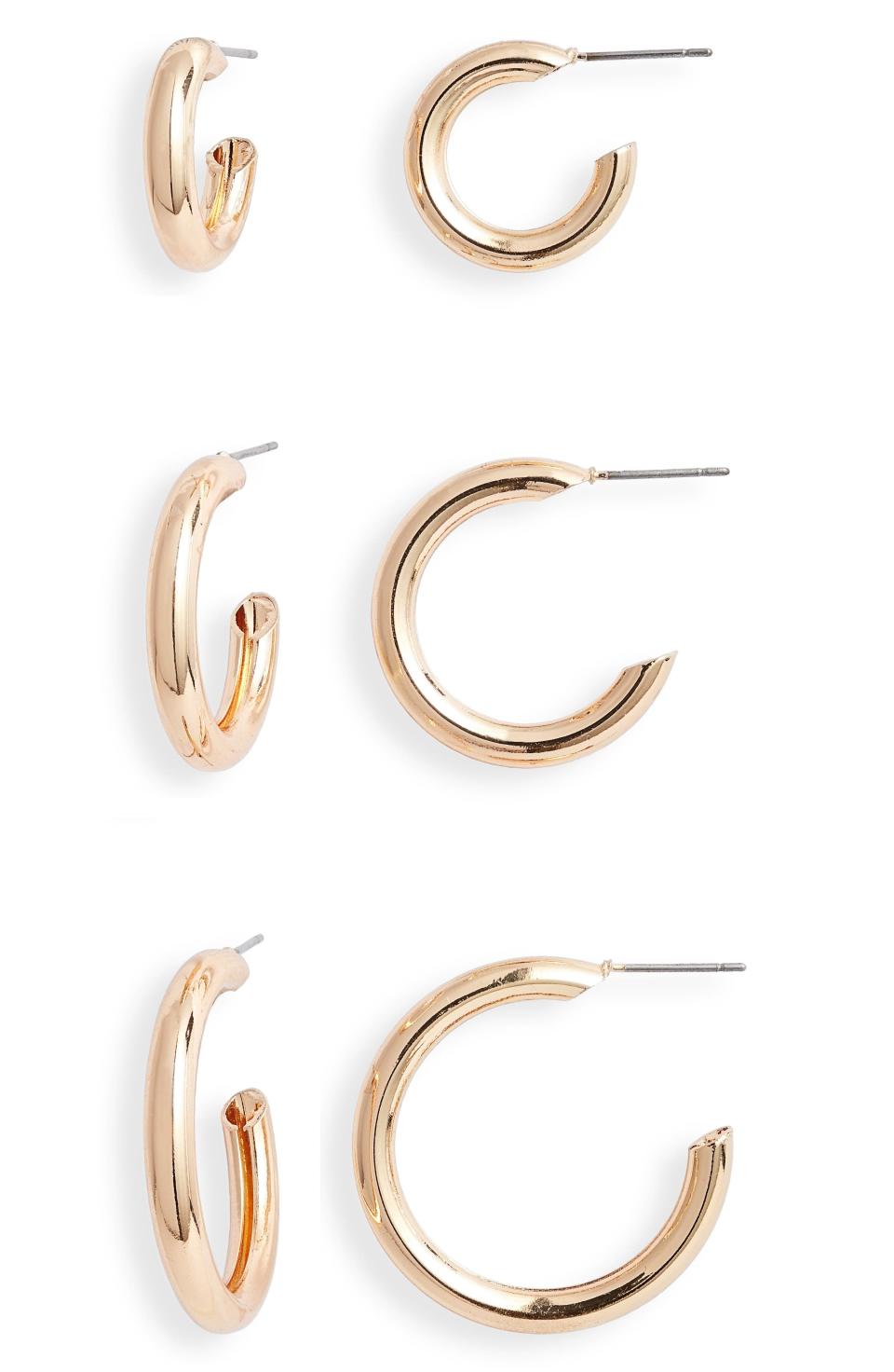 18) Set of 3 Tube Hoop Earrings