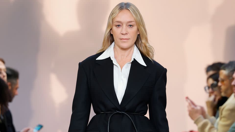 Chloë Sevigny walked the runway during the Proenza Schouler during New York Fashion Week this February in a belted blazer. - Victor Virgile/Gamma-Rapho/Getty Images