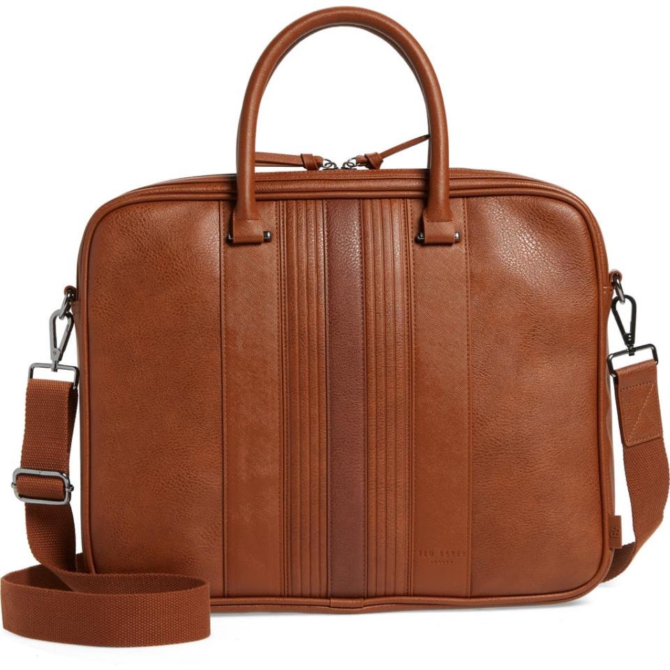 <p><a href="https://www.amazon.com/Ted-Baker-London-Striped-Document/dp/B0BMQVP528/ref=sr_1_6?crid=YSICZ94JVRGC&keywords=ted+baker+london+leather+document+bag&qid=1686181559&sprefix=ted+backer+london+leather+document+bag%2Caps%2C60&sr=8-6&tag=syn-yahoo-20&ascsubtag=%5Bartid%7C2140.g.43469827%5Bsrc%7Cyahoo-us" rel="nofollow noopener" target="_blank" data-ylk="slk:Shop Now;elm:context_link;itc:0;sec:content-canvas" class="link ">Shop Now</a></p><p>Nevver Stripe Faux Leather Document Bag</p><p>$130.00</p><span class="copyright">Courtesy</span>