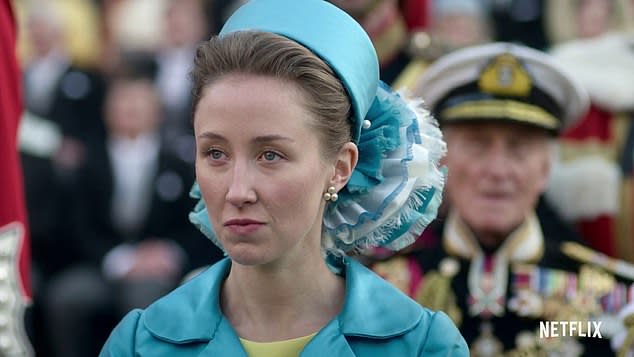 A photo of actor Erin Doherty as Princess Anne in The Crown season three.
