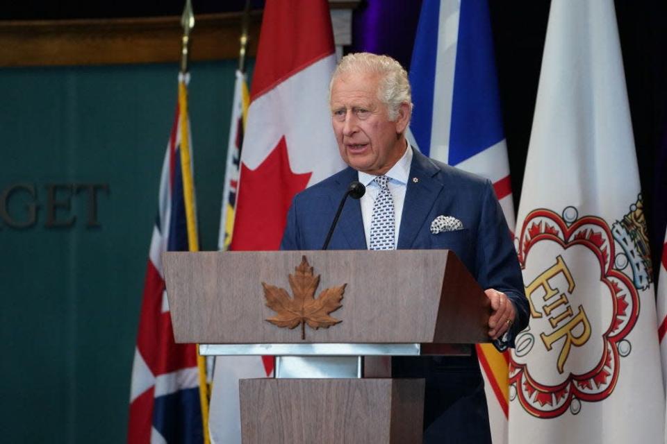 <p>At the Confederation Building, Charles also delivered a speech expressing his gratitude and excitement for the trip ahead and some thoughts on his mother's jubilee. </p><p>"As we emerge from the Covid-19 pandemic, it seems to me to be particularly apt that the unifying theme for the Platinum Jubilee is the celebration of people and 'service'—service to family, to community and to country," he said. "If I may say so, this goes to the heart of what makes Canada so special, and what my family and I have long admired so greatly about this country."</p>