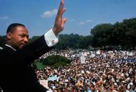 Not originally published in LIFE, but printed elsewhere in the years since. Martin Luther King Jr. addresses the crowd during the March on Washington for Jobs and Freedom, August 28, 1963. (Francis Miller—Time & Life Pictures/Getty Images) <br> <br> <a href="http://life.time.com/history/the-march-on-washington-1963-photos-of-the-epic-civil-rights-event/#1" rel="nofollow noopener" target="_blank" data-ylk="slk:Click here to see the full collection at LIFE.com;elm:context_link;itc:0;sec:content-canvas" class="link ">Click here to see the full collection at LIFE.com</a>